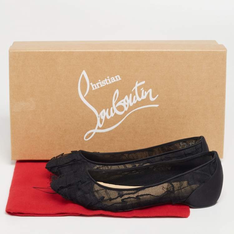 مملوكة مسبقًا Christian Louboutin Black Lace Eloise Ballet Flats Size 36