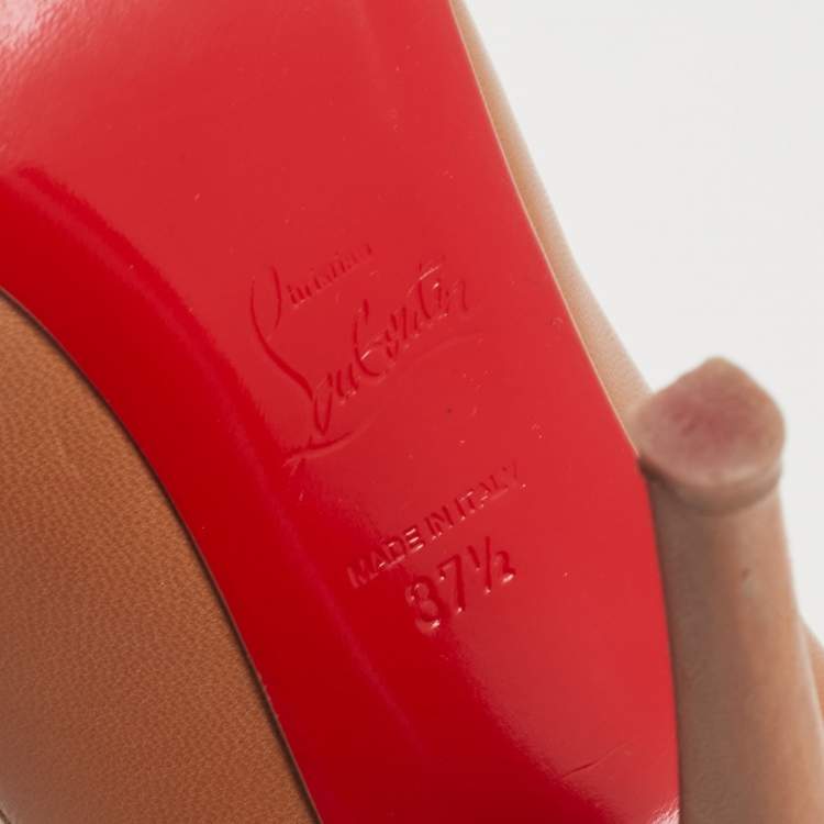 Pre Owned Christian Louboutin Tan Leather Rolando Pumps Size 37.5