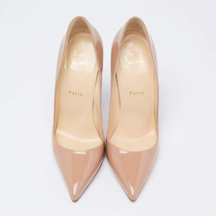 Pre Owned Christian Louboutin Nude Patent Leather So Kate Pumps Size 39