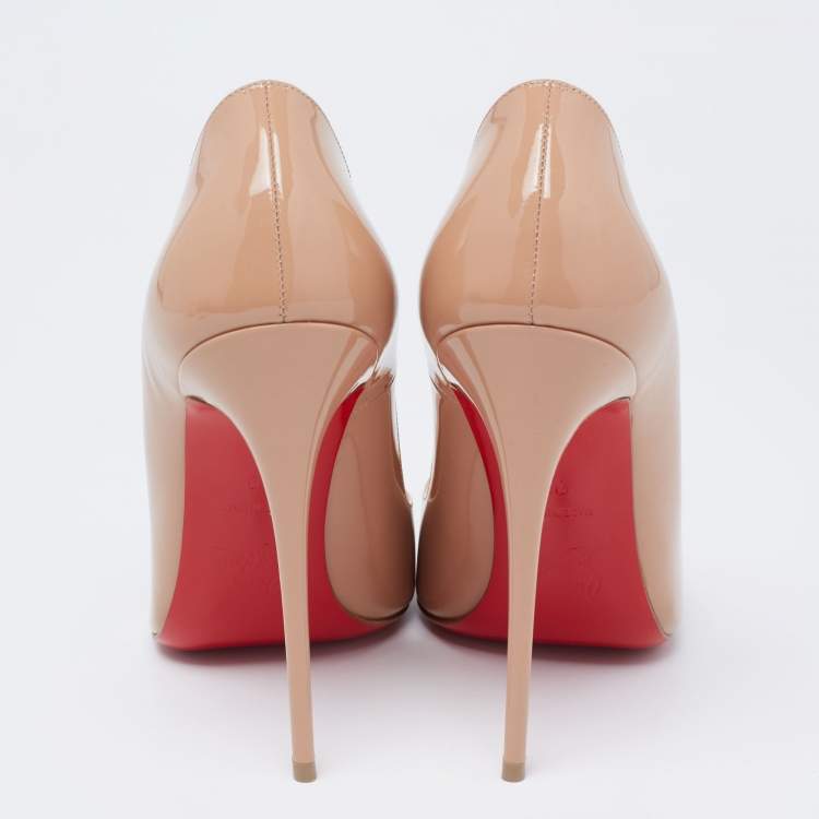 Pre Owned Christian Louboutin Nude Patent Leather So Kate Pumps Size 39