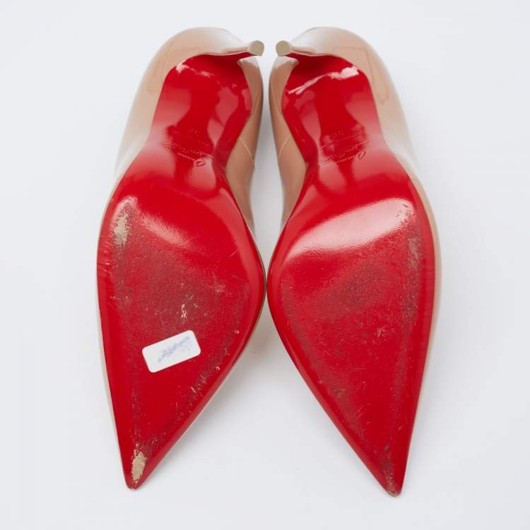 Pre Owned Christian Louboutin Nude Patent Leather So Kate Pumps Size 39