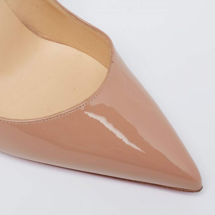 Pre Owned Christian Louboutin Nude Patent Leather So Kate Pumps Size 39