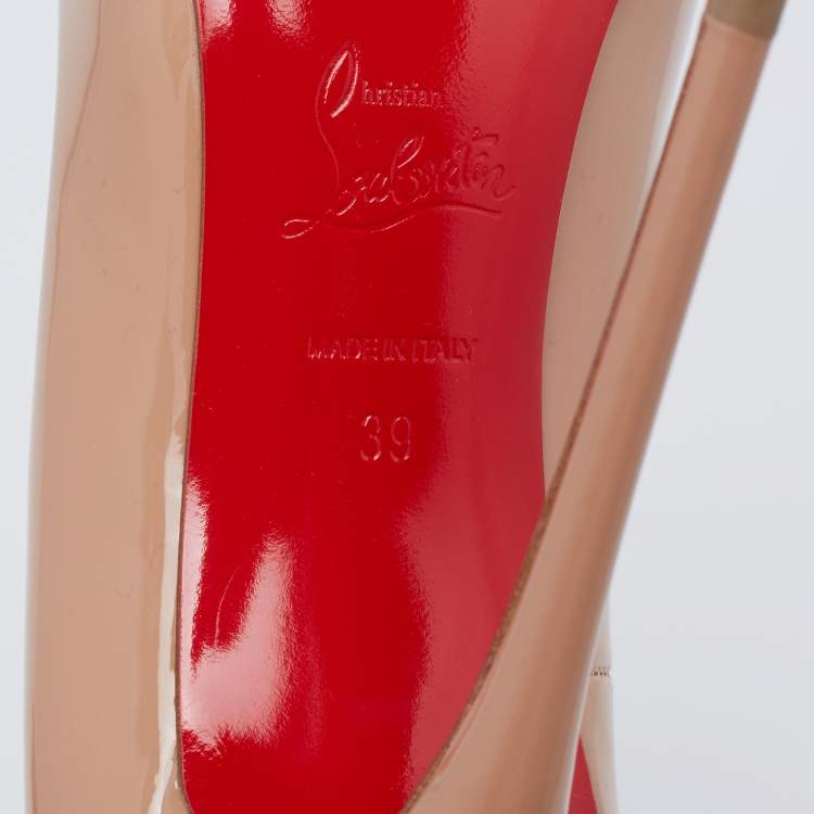 Pre Owned Christian Louboutin Nude Patent Leather So Kate Pumps Size 39