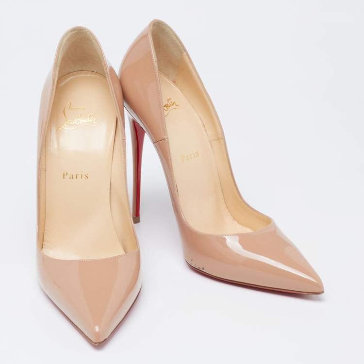 Pre Owned Christian Louboutin Nude Patent Leather So Kate Pumps Size 39