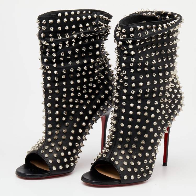 Christian Louboutin Black Embroidered Fabric So Kate Ankle Booties
