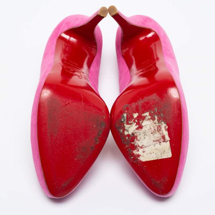Pre Owned Christian Louboutin Pink Suede Elisa Pumps Size 38.5