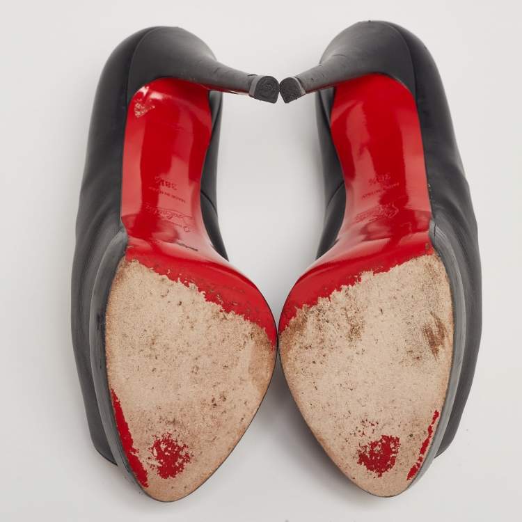 Pre Owned Christian Louboutin Black Leather Palais Royal Pumps Size 38.5