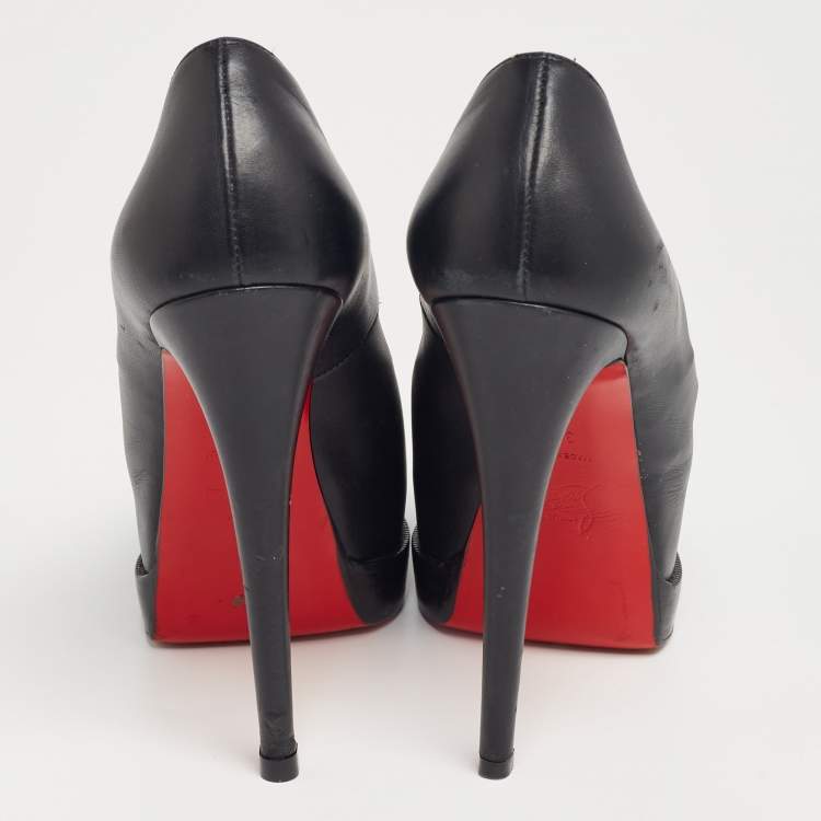 Pre Owned Christian Louboutin Black Leather Palais Royal Pumps Size 38.5