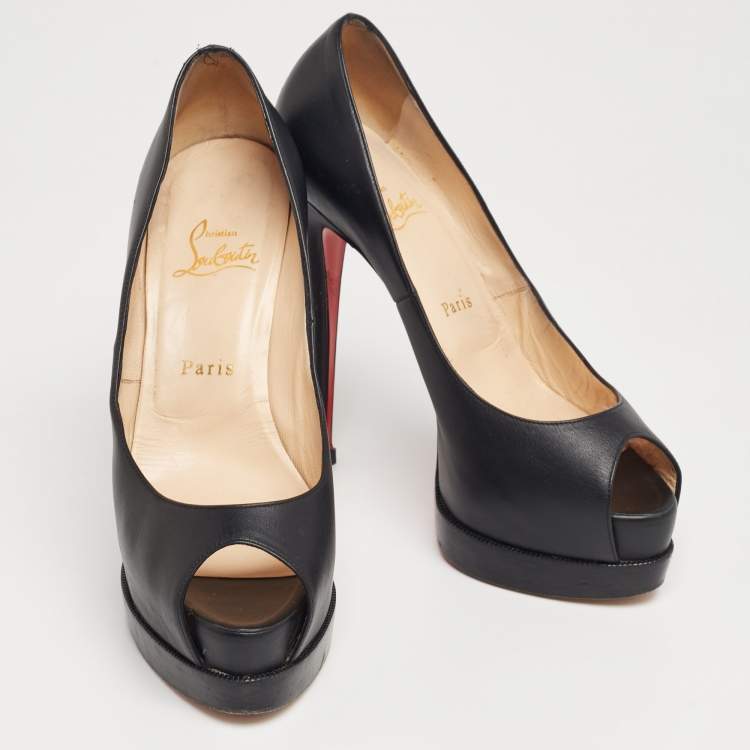 Pre Owned Christian Louboutin Black Leather Palais Royal Pumps Size 38.5