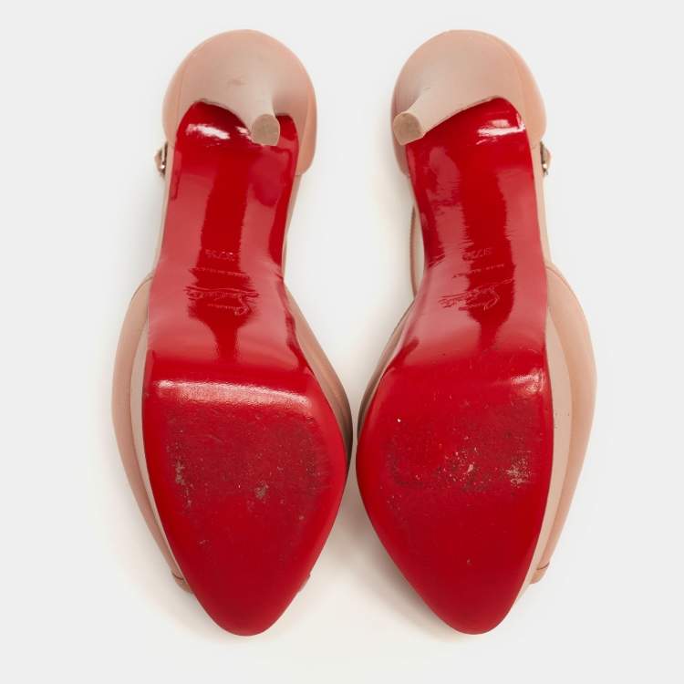 Pre Owned Christian Louboutin Beige Leather Madalena Sandals Size 37.5