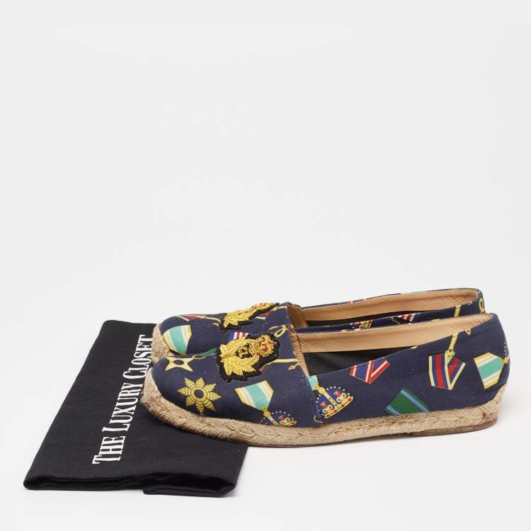 Pre Owned Christian Louboutin  Multicolor Canvas Galia Espadrille Flats Size 38