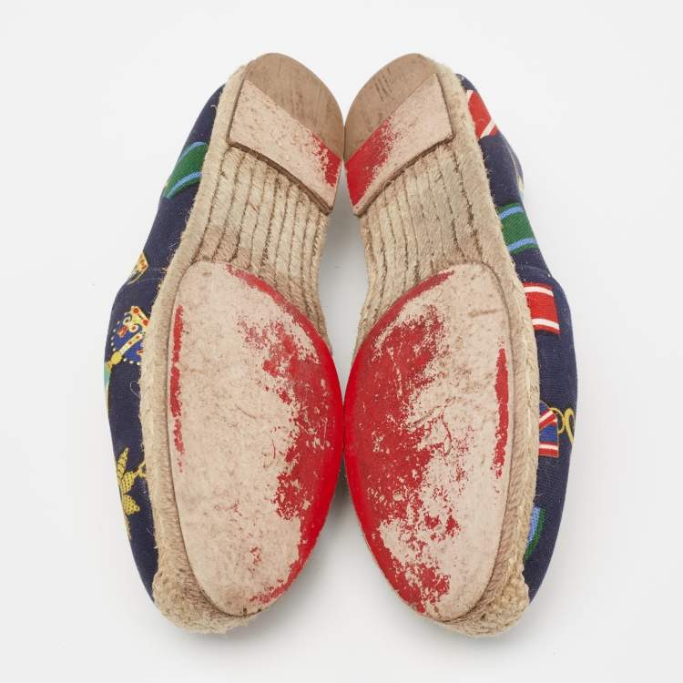 Pre Owned Christian Louboutin  Multicolor Canvas Galia Espadrille Flats Size 38