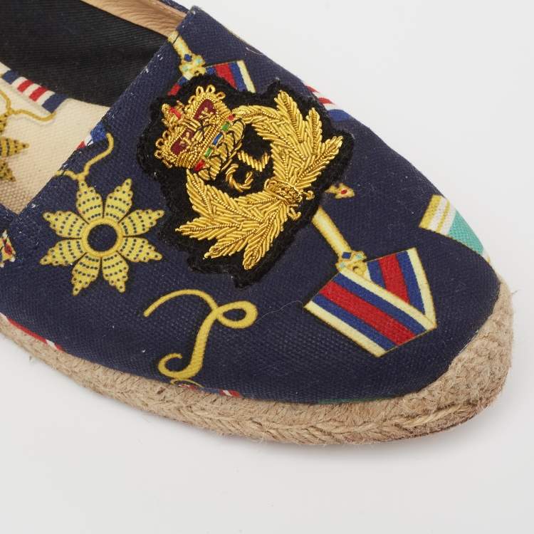 Pre Owned Christian Louboutin  Multicolor Canvas Galia Espadrille Flats Size 38