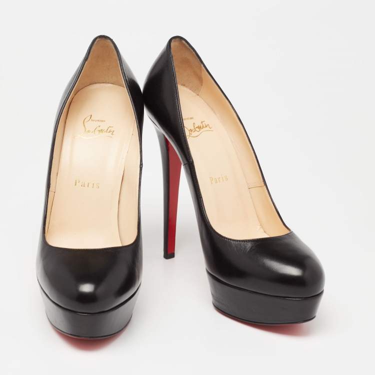 Pre Owned Christian Louboutin Black Leather Bianca Platform Pumps Size 39