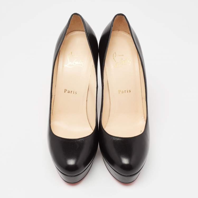 Pre Owned Christian Louboutin Black Leather Bianca Platform Pumps Size 39