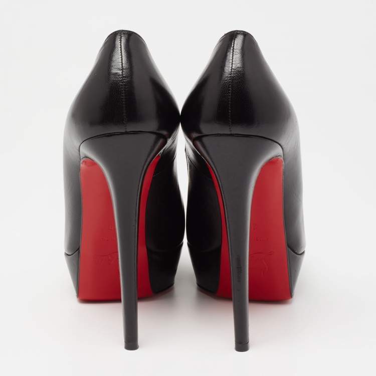 Pre Owned Christian Louboutin Black Leather Bianca Platform Pumps Size 39