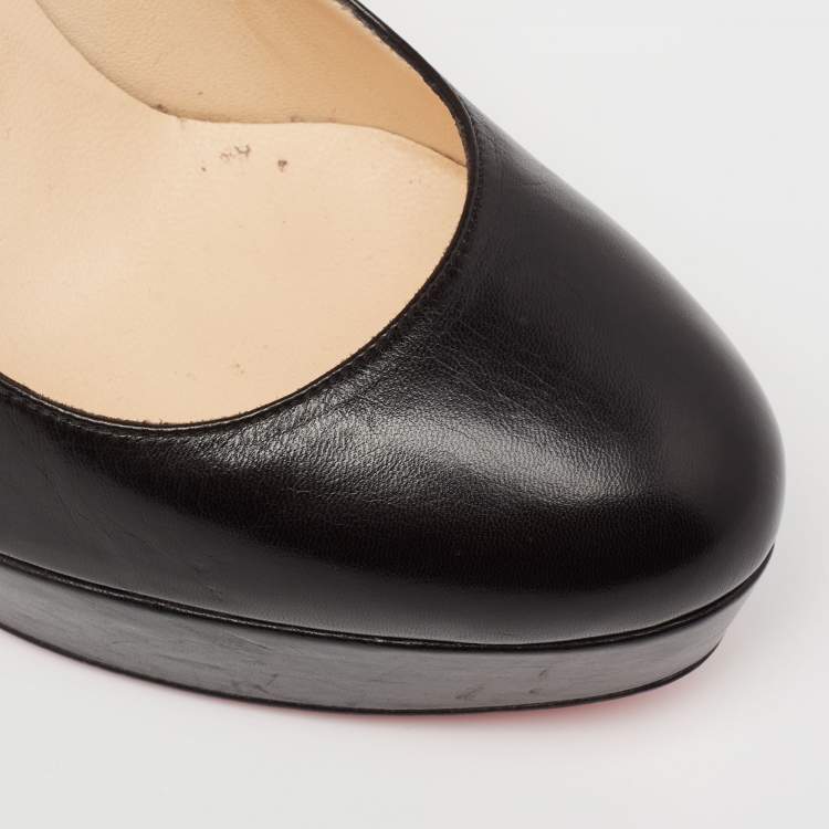 Pre Owned Christian Louboutin Black Leather Bianca Platform Pumps Size 39