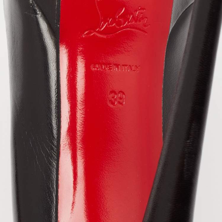 Pre Owned Christian Louboutin Black Leather Bianca Platform Pumps Size 39