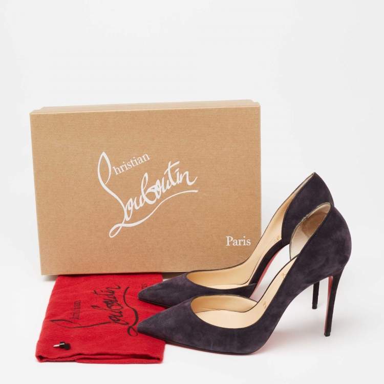Pre Owned Christian Louboutin Dark Plum Suede Iriza D'Orsay Pumps Sie 38.5