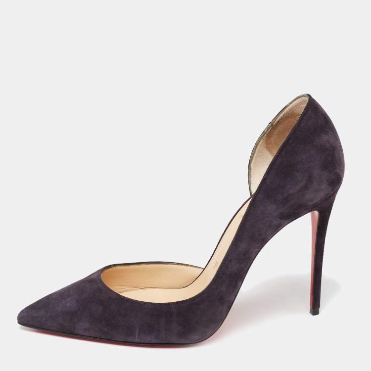 Pre Owned Christian Louboutin Dark Plum Suede Iriza D'Orsay Pumps Sie 38.5