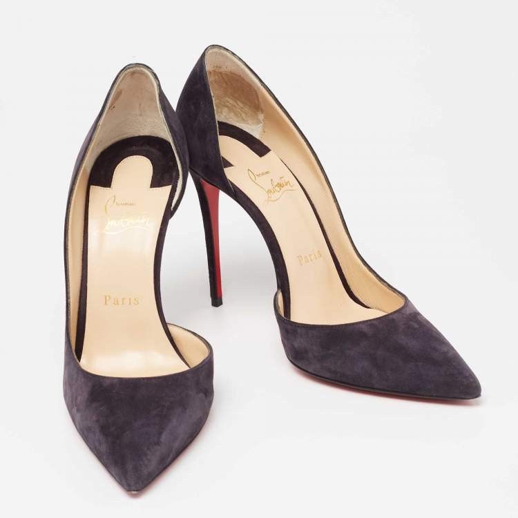 Pre Owned Christian Louboutin Dark Plum Suede Iriza D'Orsay Pumps Sie 38.5