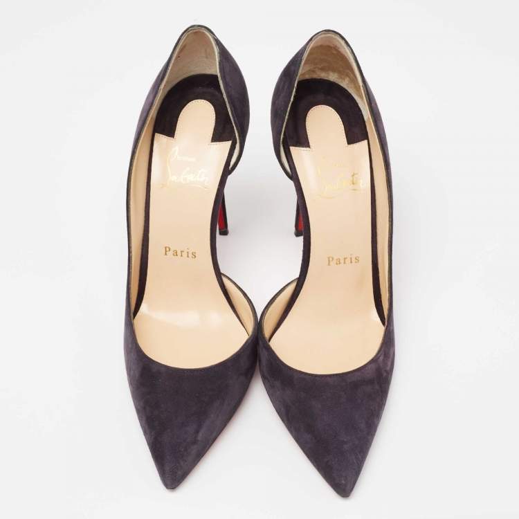 Pre Owned Christian Louboutin Dark Plum Suede Iriza D'Orsay Pumps Sie 38.5
