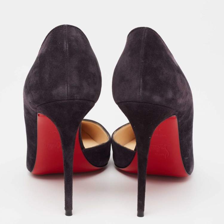 Pre Owned Christian Louboutin Dark Plum Suede Iriza D'Orsay Pumps Sie 38.5