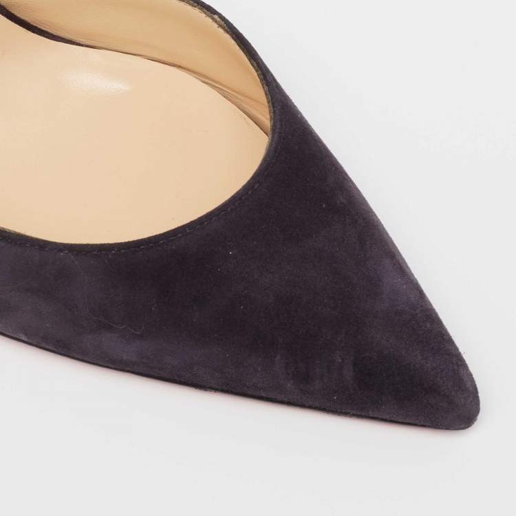 Pre Owned Christian Louboutin Dark Plum Suede Iriza D'Orsay Pumps Sie 38.5
