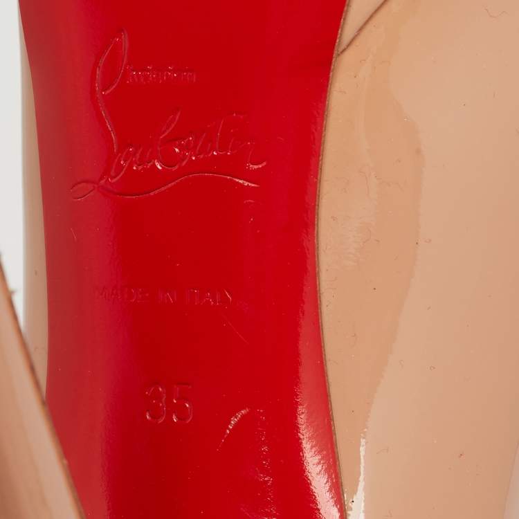 Pre Owned Christian Louboutin Beige Patent Leather New Simple Pumps Size 35