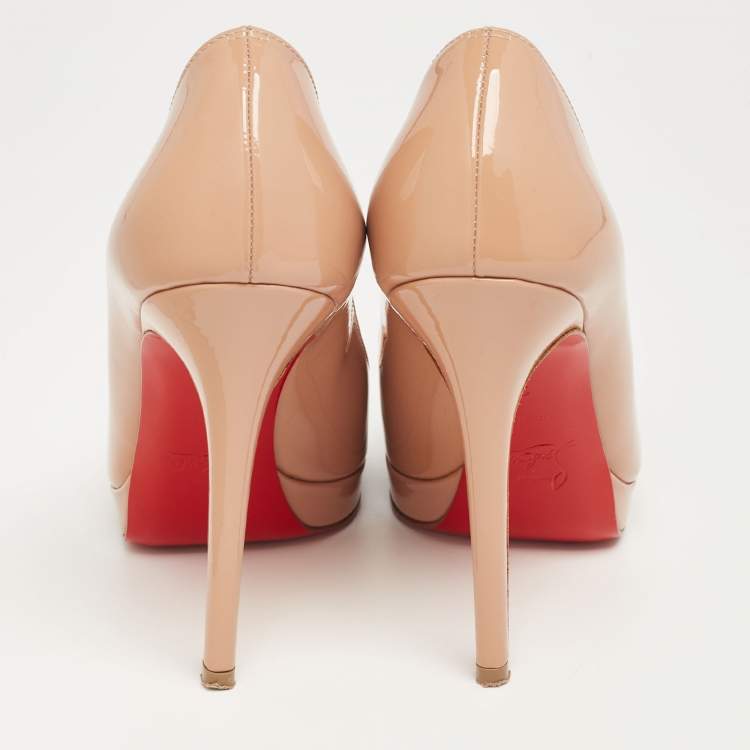 Pre Owned Christian Louboutin Beige Patent Leather New Simple Pumps Size 35