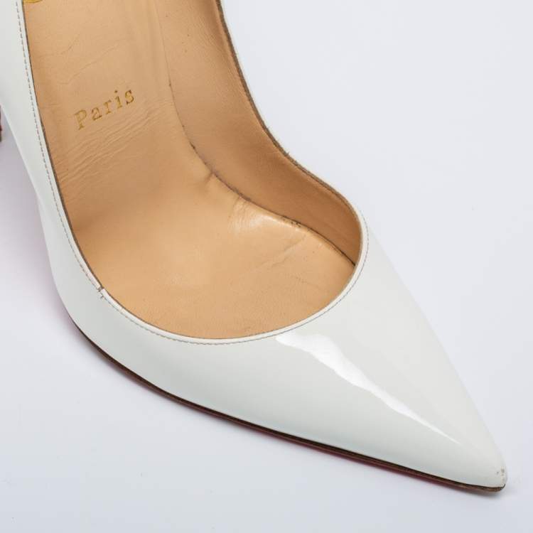 Pre Owned Christian Louboutin White Patent Leather So Kate Pumps Size 39 