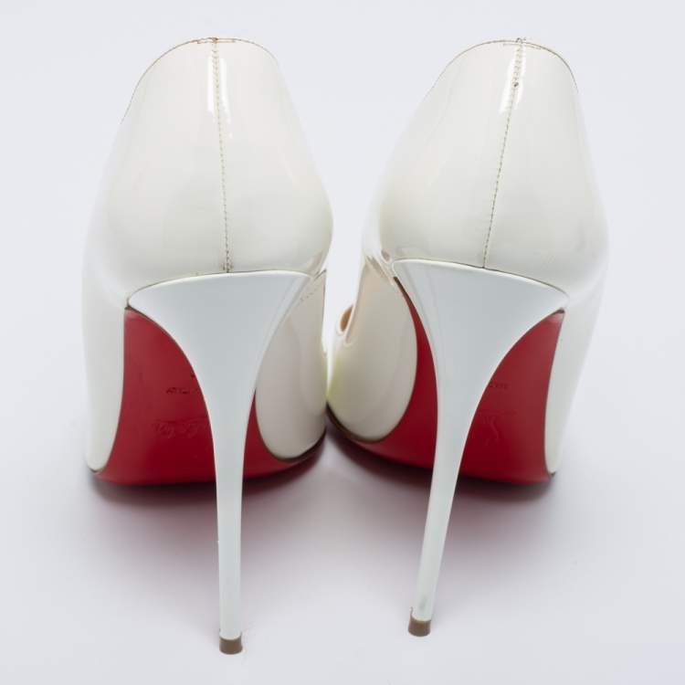 Pre Owned Christian Louboutin White Patent Leather So Kate Pumps Size 39 