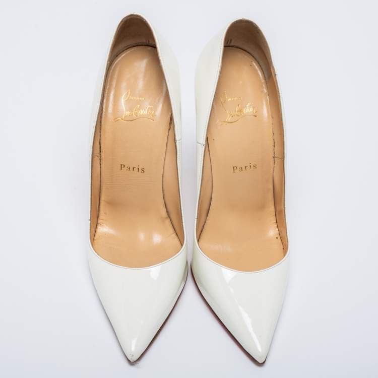 Pre Owned Christian Louboutin White Patent Leather So Kate Pumps Size 39 