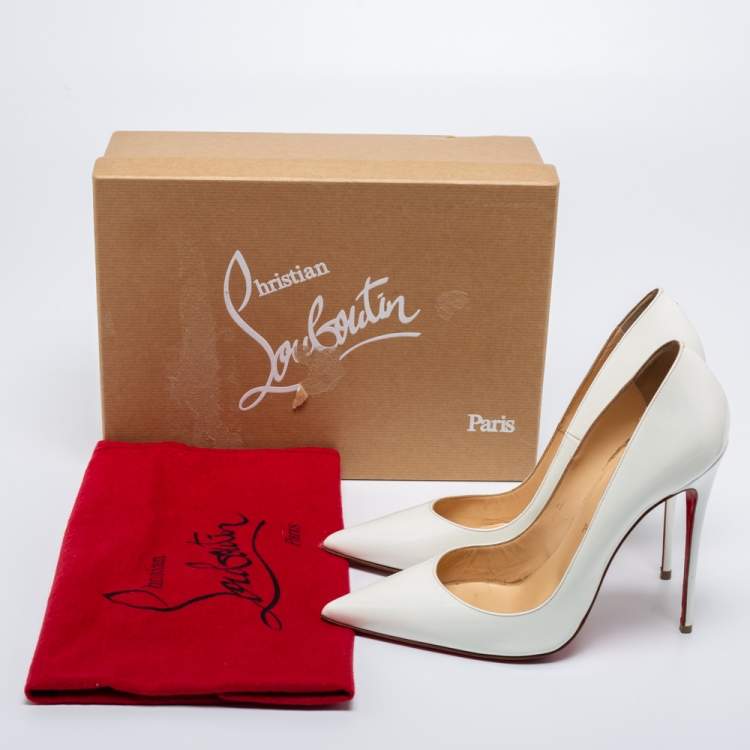 Pre Owned Christian Louboutin White Patent Leather So Kate Pumps Size 39 