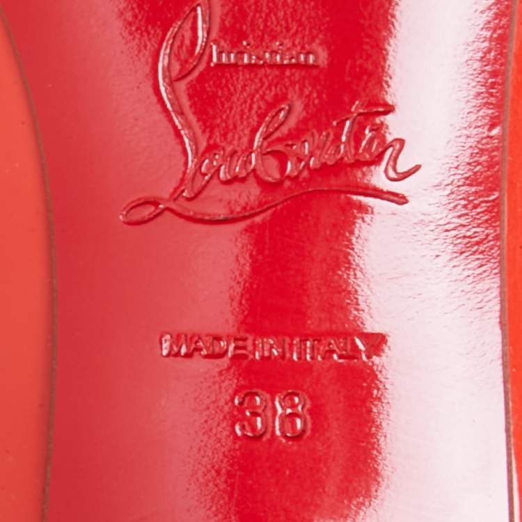 Pre Owned Christian Louboutin Orange Patent Leather Piou Piou Pumps Size 38