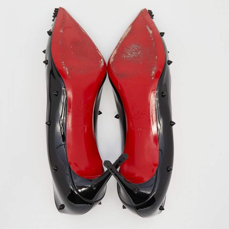 مملوكة مسبقًا Christian Louboutin Black Patent Leather Diamond Spike Pumps Size 41