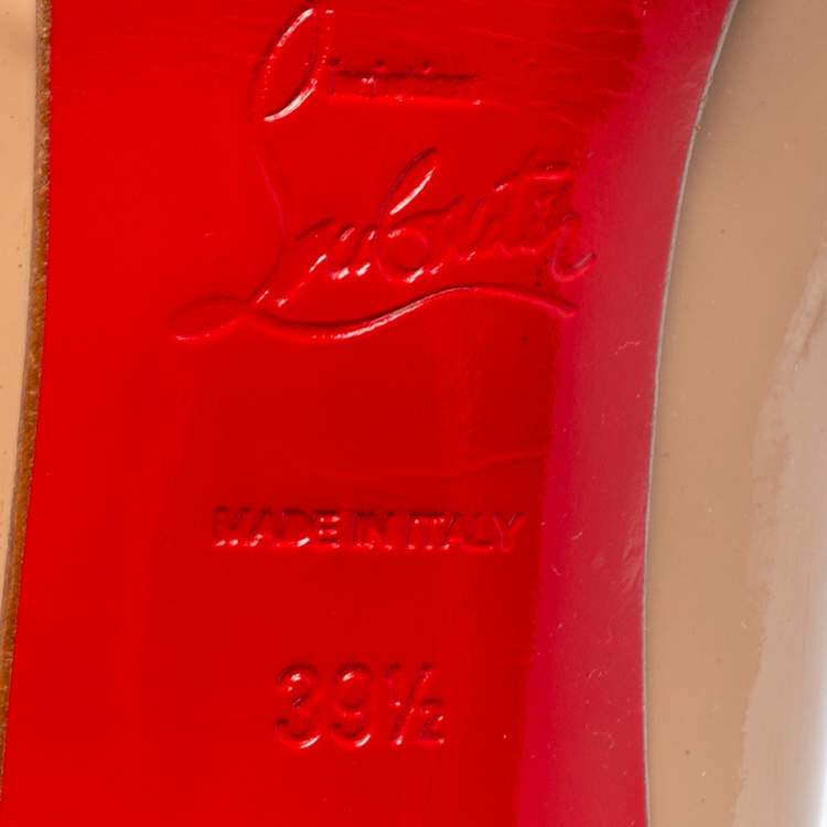Pre Owned Christian Louboutin Beige Patent Leather Pigalle Plato Pumps Size 39.5