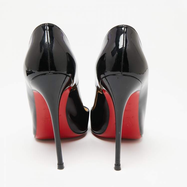 Pre Owned Christian Louboutin Black Patent Leather Kate Pumps Size 36