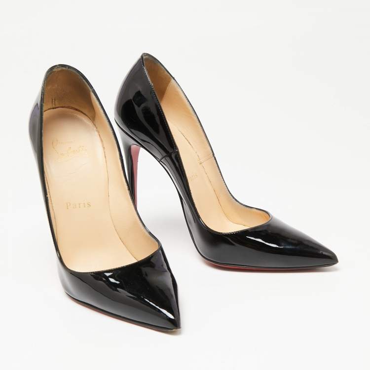 Pre Owned Christian Louboutin Black Patent Leather Kate Pumps Size 36