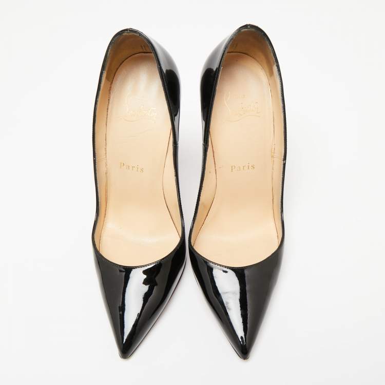Pre Owned Christian Louboutin Black Patent Leather Kate Pumps Size 36
