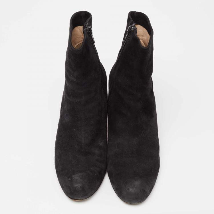 Pre Owned Christian Louboutin Black Suede Ankle Boots Size 36.5
