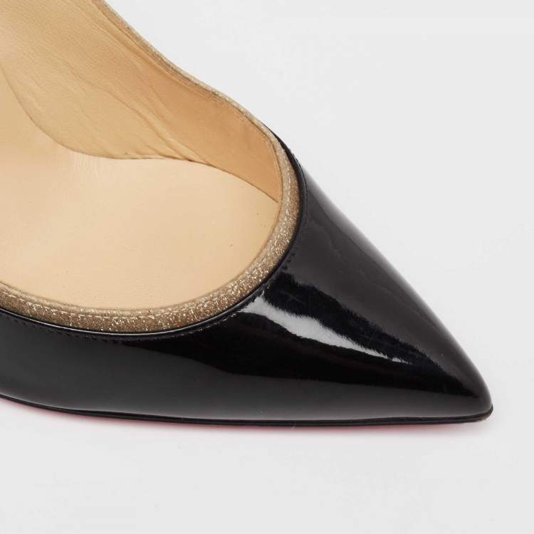 Pre Owned Christian Louboutin Black/Gold Leather and Glitter Pigalle Pumps Size 41