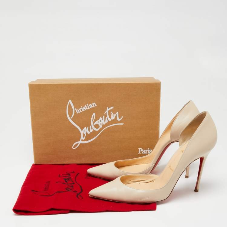 Pre Owned Christian Louboutin Cream Leather Iriza Pumps Size 39.5