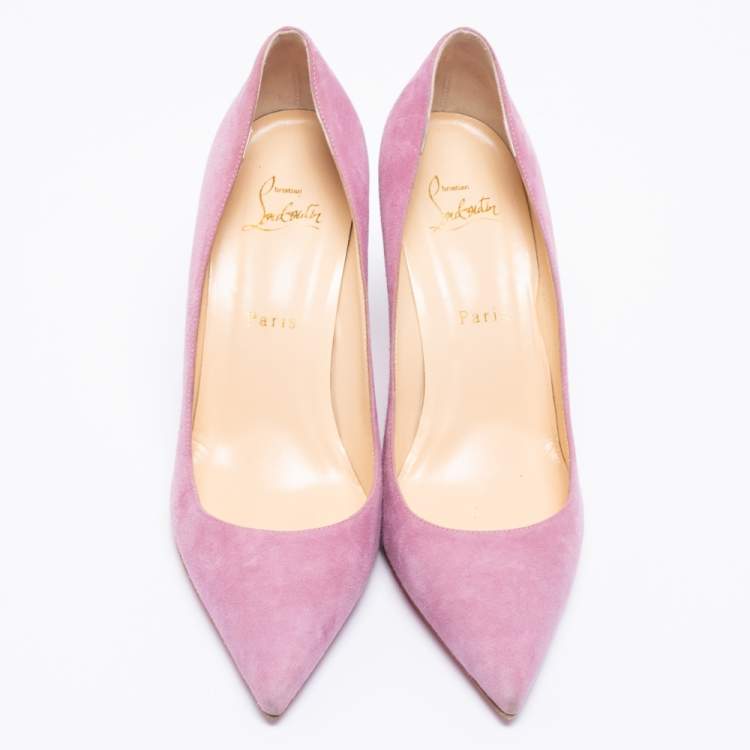 Pre Owned Christian Louboutin Lilac Suede Kate Pumps Size 39