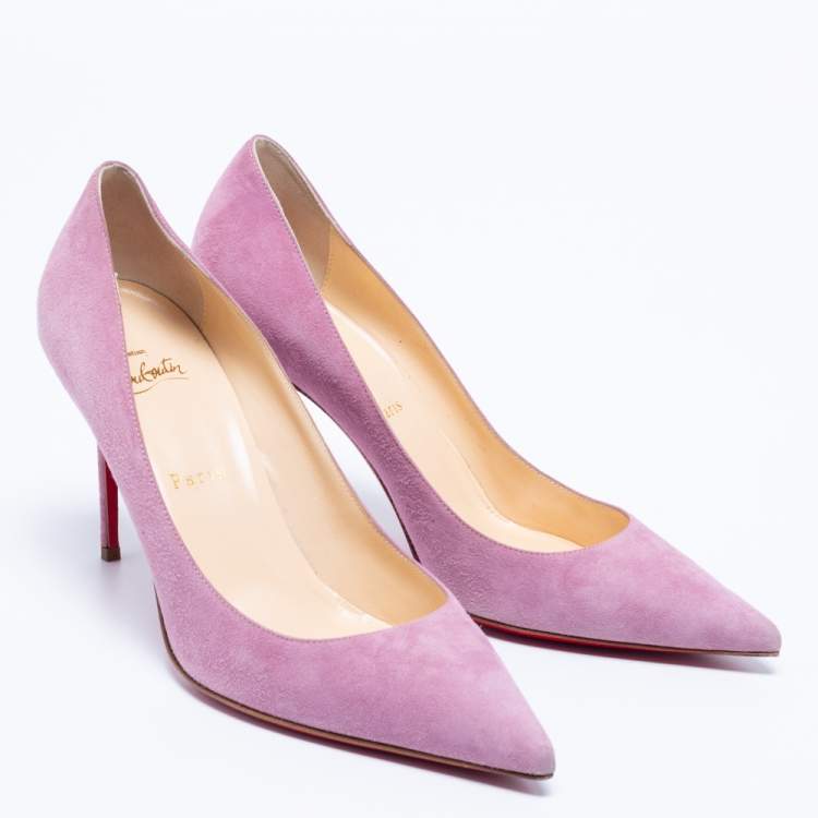 Pre Owned Christian Louboutin Lilac Suede Kate Pumps Size 39