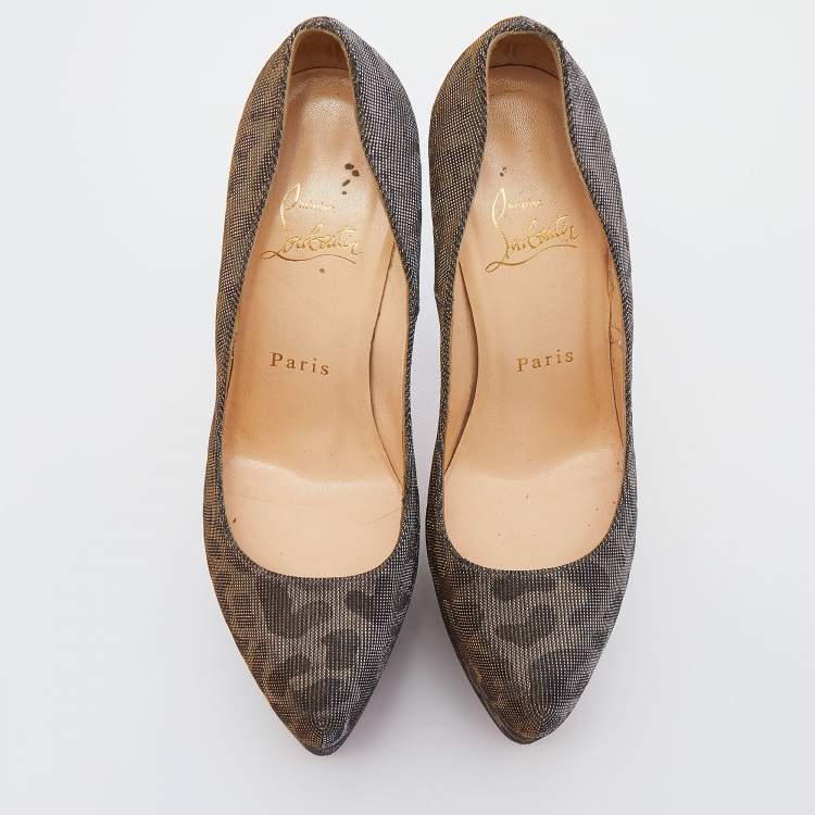 Pre Owned Christian Louboutin Metallic Fabric Daffodile Pumps Size 36.5