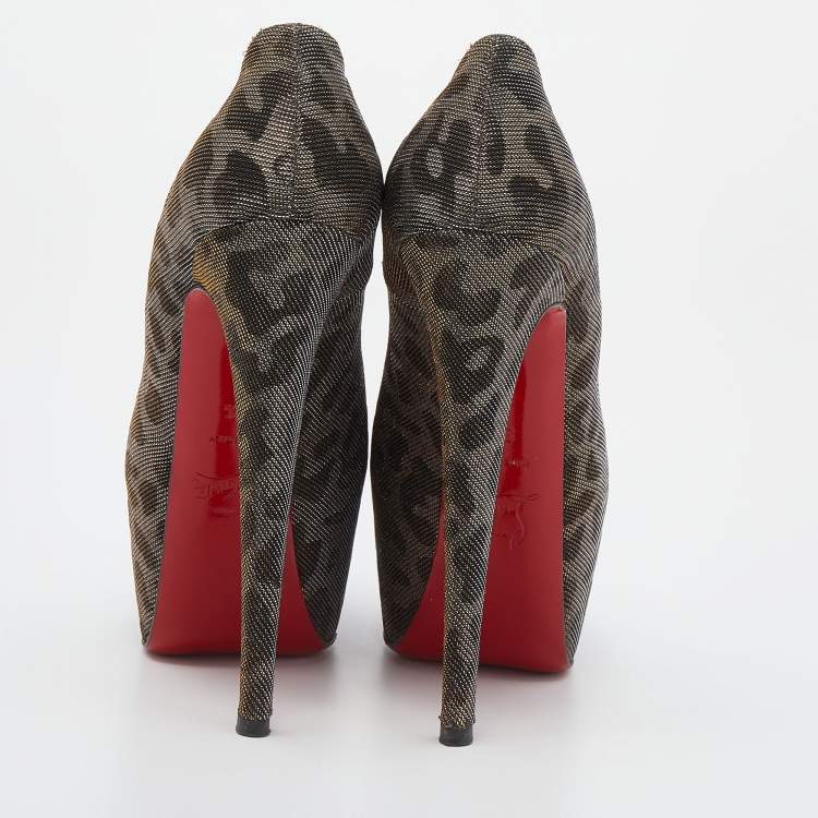 Pre Owned Christian Louboutin Metallic Fabric Daffodile Pumps Size 36.5