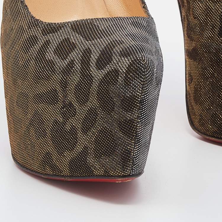 Pre Owned Christian Louboutin Metallic Fabric Daffodile Pumps Size 36.5