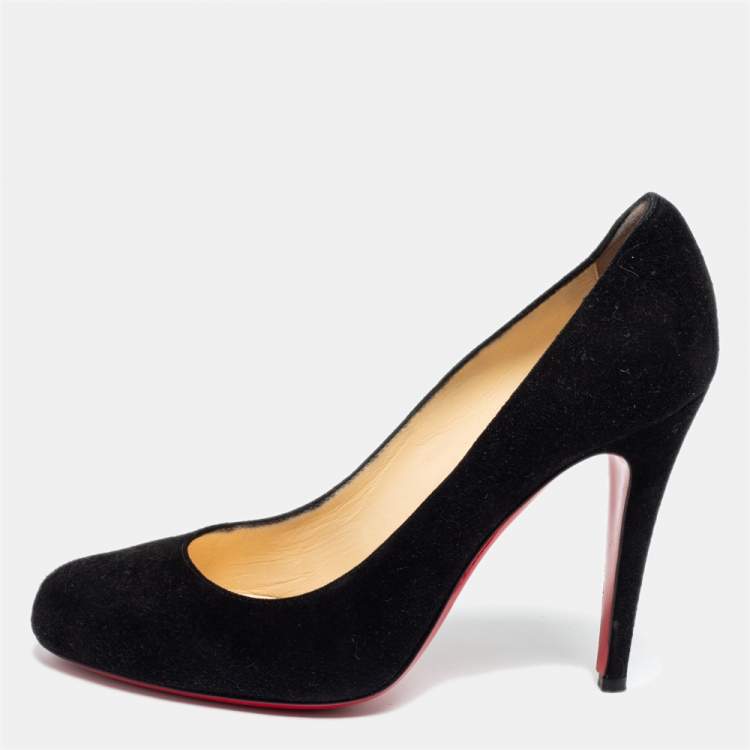 Pre Owned Christian Louboutin Black Suede Ron Ron Pumps Size 39