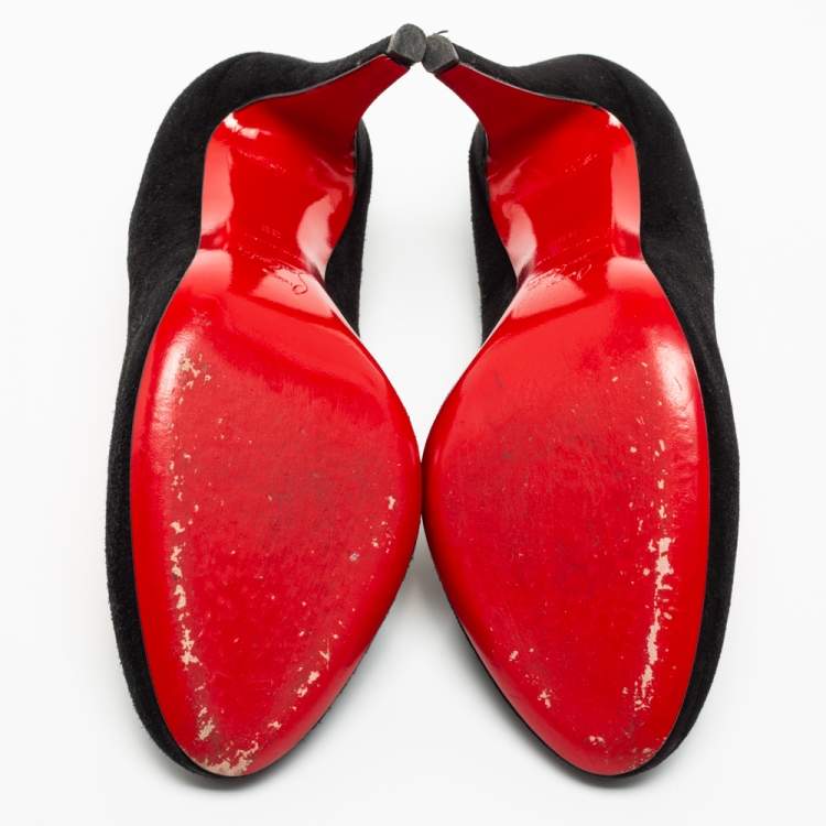 Pre Owned Christian Louboutin Black Suede Ron Ron Pumps Size 39